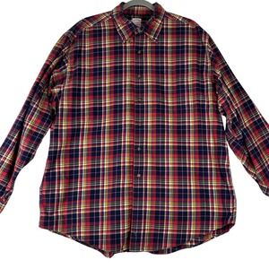 Brooks Brothers Men's Tartan Plaid Flannel Shirt XL Classic Button Red Holiday